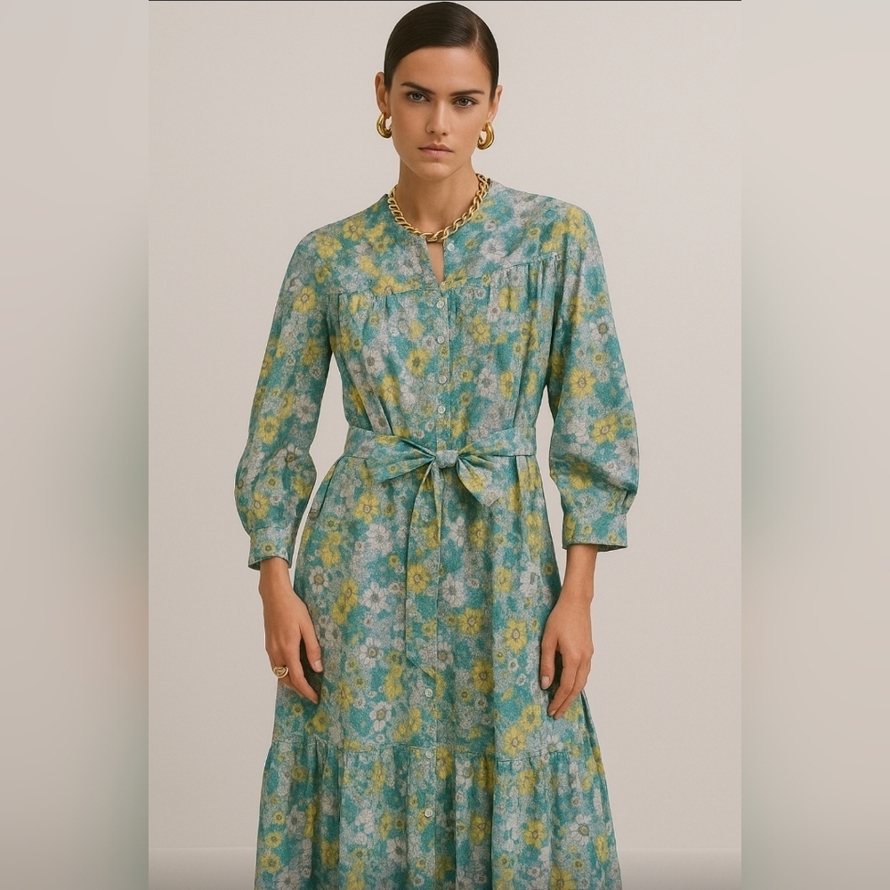 Pink City Prints Georgie Dress, Maxi floral summer dress, Size S